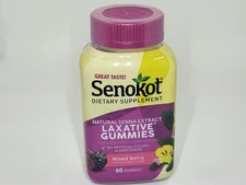 Senokot Laxative Gummies, 60 Count Mixed Berry EXP  May 2026