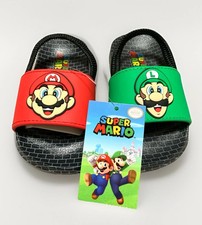 NEW Super Mario LUIGI MARIO Sling-Back Strap/Slide Sandals Toddler Size 9/10