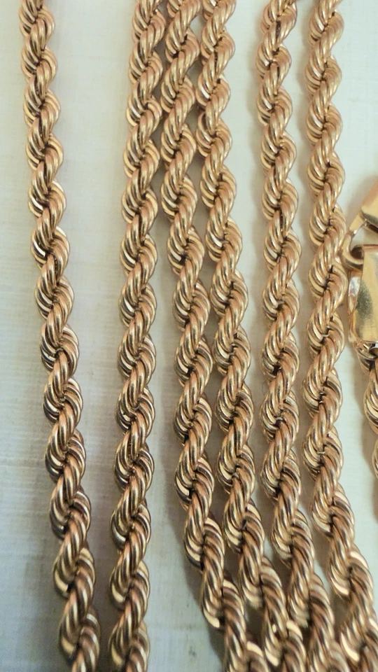 Fabulosa cadena de cuerda de oro rosa 14k 585 - Europa del Este - 21,5" - 54,6 cm - #2041 Foto 3 de 4