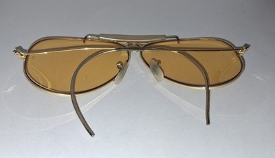 70s Ray-Ban Kalichrome Yellow Lenses Bullet Hole Shooter Aviator