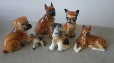 Six sitting Boxer dog ornaments