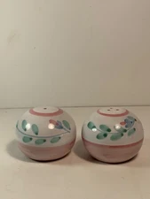 Vintage Caleca Pink Garland Italian Pottery Salt & Pepper Shakers