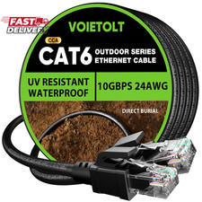 Cat 6 Outdoor Ethernet Cable 150 Ft, 24AWG 10Gbps Cat6 Cable Cord Waterproof Dir