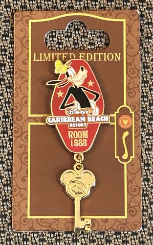 Disney WDW Caribbean Beach Resort Room Keys Goofy Room 1988 Pin LE 750 Dangle