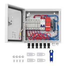 VEVOR Solar PV Combiner Box 6 String 15A for Solar Panel System Steel Case IP65
