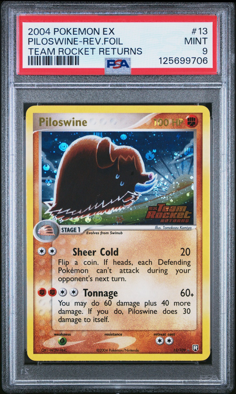 PILOSWINE REVERSE HOLO 13/109 TEAM ROCKET RETURNS POKEMON PSA 9