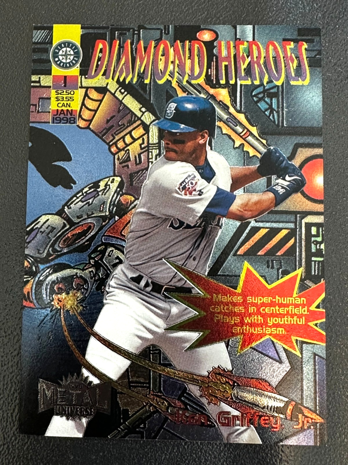 Ken Griffey Jr. 1998 Metal Universe Diamond Heroes #1 HOF Rare NM or better