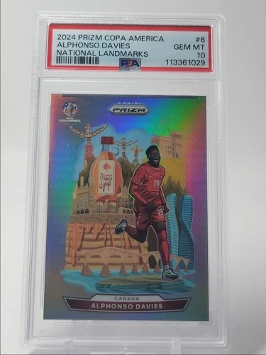 ALPHONSO DAVIES 2024 PRIZM COPA AMERICA NATIONAL LANDMARKS PSA 10 Q0902