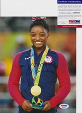 Simone Biles 2016 2024 Paris Olympics Signed Autograph 8x10 Photo PSA/DNA COA D