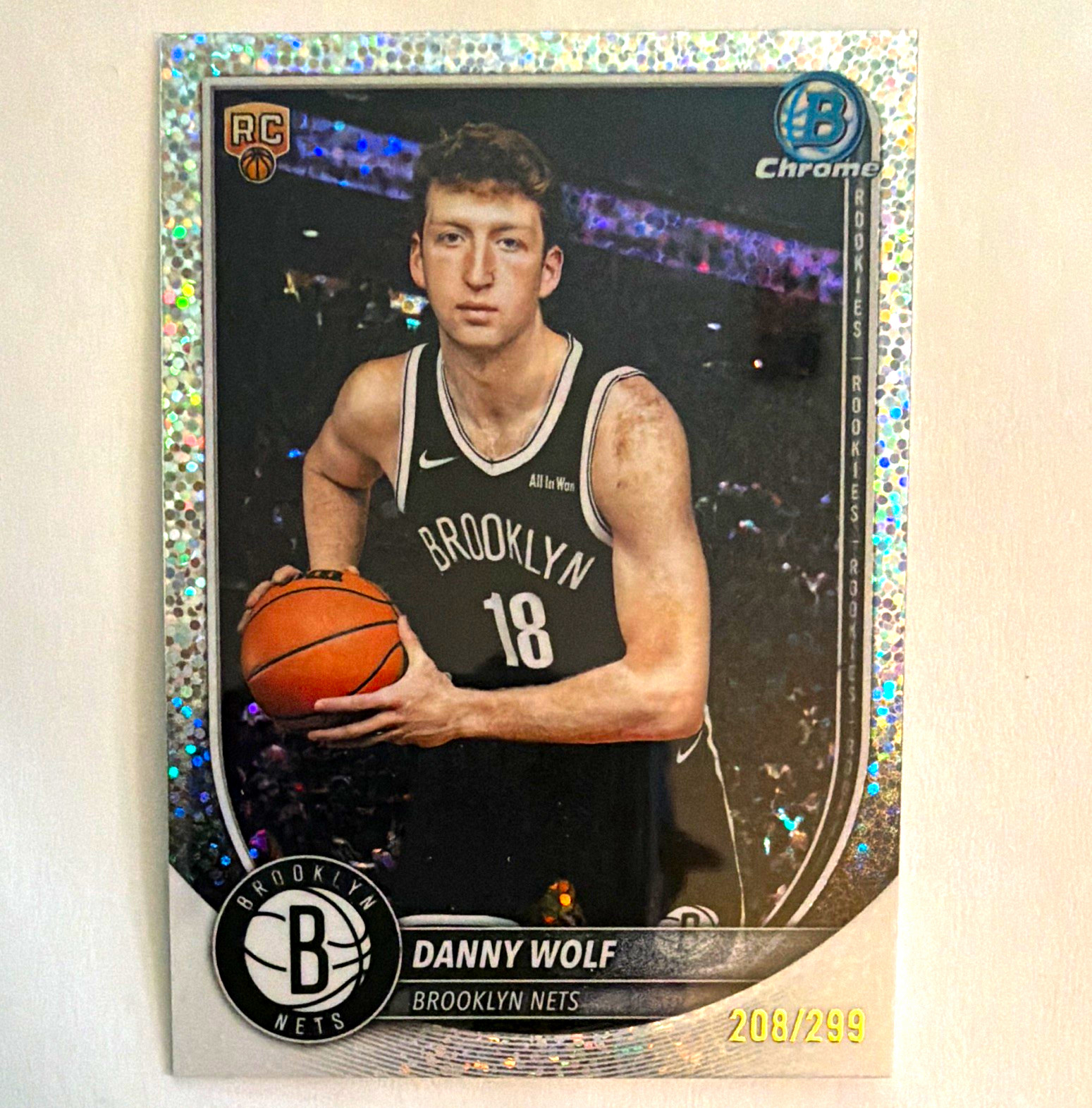 Topps Bowman 2025-26 Danny Wolf RC Chrome #BCV-27 Brooklyn Nets 208/299