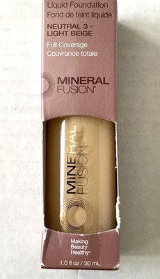 Mineral Fusion Liquid Foundation Neutral 3 Light Beige 1.0 fl oz or 30 ml NIB