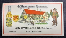 RARE Prepro Heileman Brewing Old Style Beer Ink Blotter Sioux Falls South Dakota