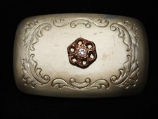 QL15121 VINTAGE 1970s  FLORAL ORNAMENTAL  ART FASHION BELT BUCKLE