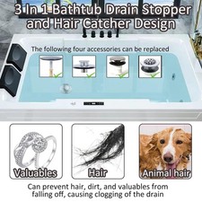 Universal Tub Stopper Bathtub Drain Plug, Pop Up Tub Drain Hair Catcher, Drai...
