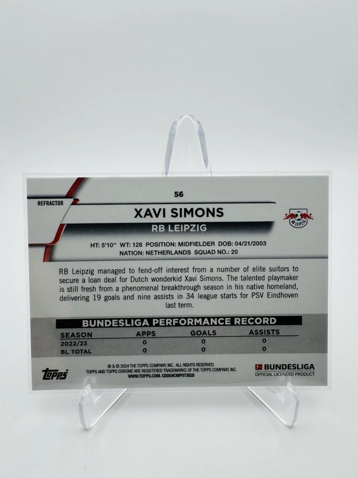 2023-24 Topps Chrome Bundesliga Xavi Simons - Magenta Refractor /399 - Image 2 of 2