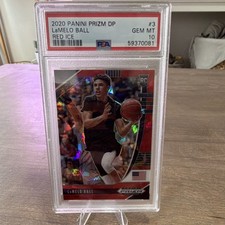 Panini 2020-21 Prizm Draft Picks Red Ice Prizm Rookie LaMelo Ball #3 PSA 10