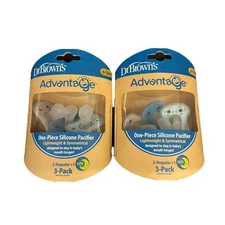 Dr. Brown's Advantage (2pack) One-Piece Silicone Baby  6-18M Total 6 Pacifiers