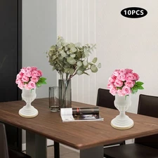 10 Pcs Metal Pedestal Vase 6.69 Inch Small Compote Vase Mini Vases for Flowers