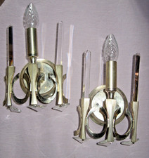Paire appliques Gaetano Sciolari chrome & cristal biseauté vintage 70 Space Age