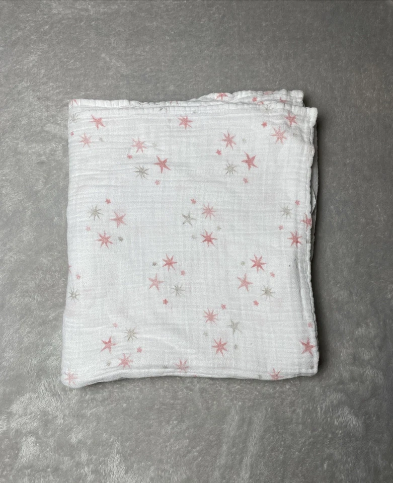 Manta de bebé Aden & Anais racimo Starburst rosa gris estrella blanca muselina envoltura Foto 2 de 4