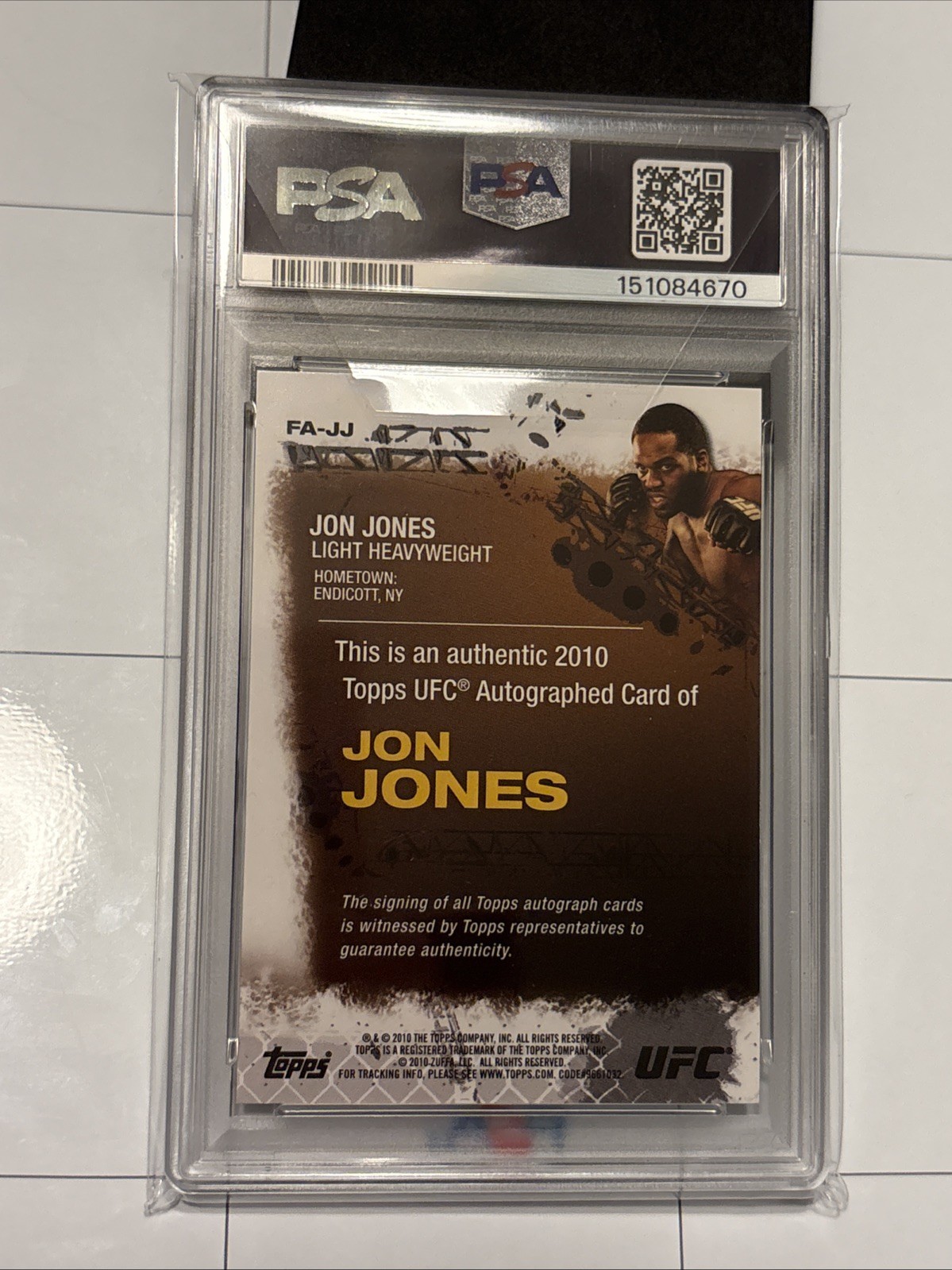 Jon Jones 2010 Topps UFC   PSA AUTHENTIC … PSA 10 AUTO CARD view 2