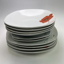 Tabletops Gallery Palermo Poppy Dinner Plate, Soup Bowl, Salad Plate Set Of 10