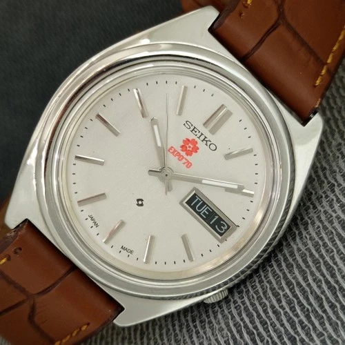 VINTAGE SEIKO EXPO 70 AUTOMATIC 7009A JAPAN MENS SILVER COLOR DIAL WATCH a2563-U