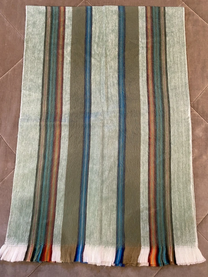 Capa envolvente chal bufanda mezcla lana alpaca. Verde Claro 72"x24" Hecho en Ecuador Foto 4 de 4
