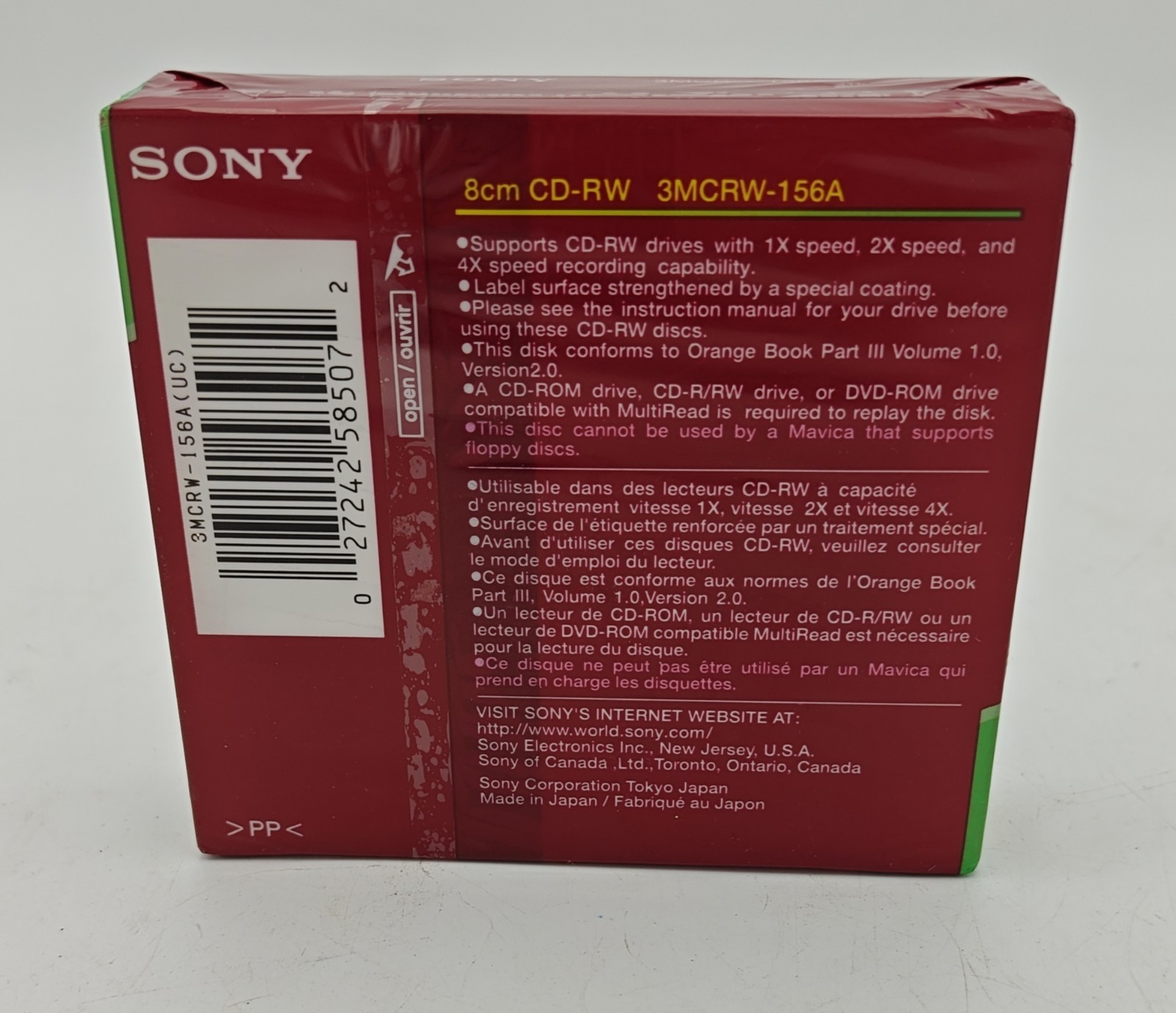 New Sony CD-RW 3 Pack for Mavica Camera 3MCRW-156A Compact Disc Rewriteable