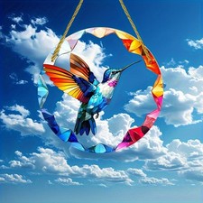 8" Hummingbird Geometric Design Hanging Decor