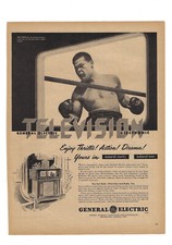 GE General Electric Print Ad Television Advertising Vintage 1947 Joe Louis