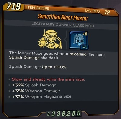 Borderlands 3 [PC/PSN/XBOX]: Blast Master Class Mod (Level 72 - SPLASH/DMG/MAG)
