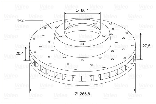 Valeo 886198 Disque de frein arrière en acier carbone pour compactes