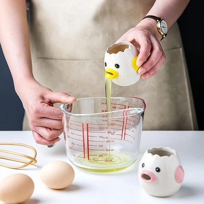 1pc Cute Chicken Ceramic Egg Separator Egg Yolk White Filter Baking Tool Creativ