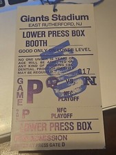 ny giants 1990 1991 playoffs divisional  credential pass ticket stub Press Box 