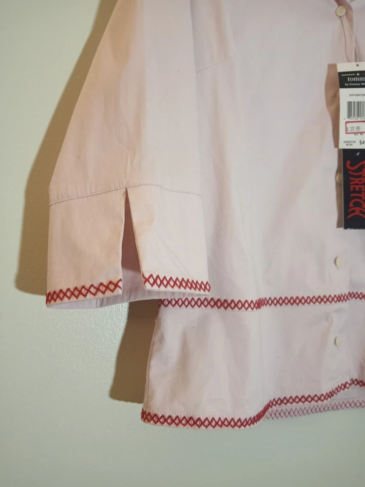 Blusa Tommy by Tommy Hilfiger Niña Rosa Elastizada Manga 1/2 Abotonada, Grande. Foto 2 de 4