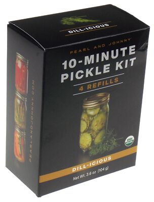 Pearl & Johnny 10 Minute Pickle Kit Dill-icious 4 Refills Organic Seasoning Gift