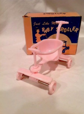 Vintage 1950s Jeryco Prod. ''Just Like Mothers'' Dollhouse Stroller W/Original Box
