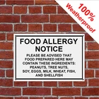 Food Allergy Warning notice sign or self adhesive vinyl sticker 3216