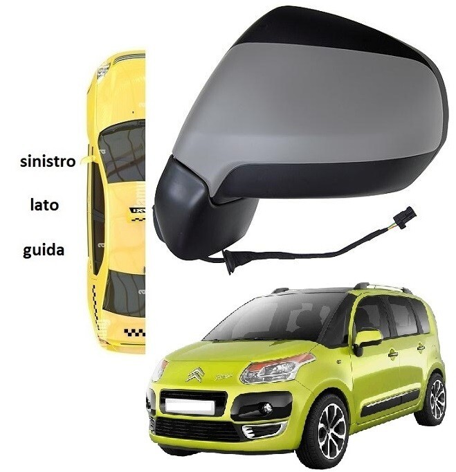 SPECCHIO RETROVISORE SX 5PIN ELETTRICO TERMICO CITROEN C3 PICASSO DAL 2009-