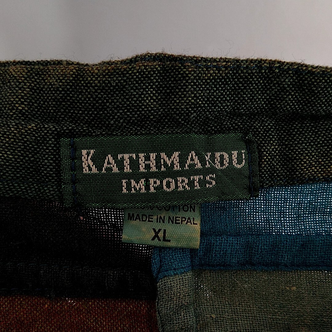 【Kathmandu Imports】パッチワークトップス Kathmandu Imports Womens sz XL Top 1/4 Button Multicolor