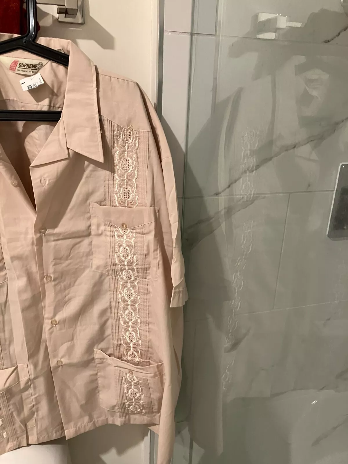 chemise homme guayabera Supreme vintage marron manches courtes boutonnée 4xl XXXXL NEUVE AVEC ÉTIQUETTE
