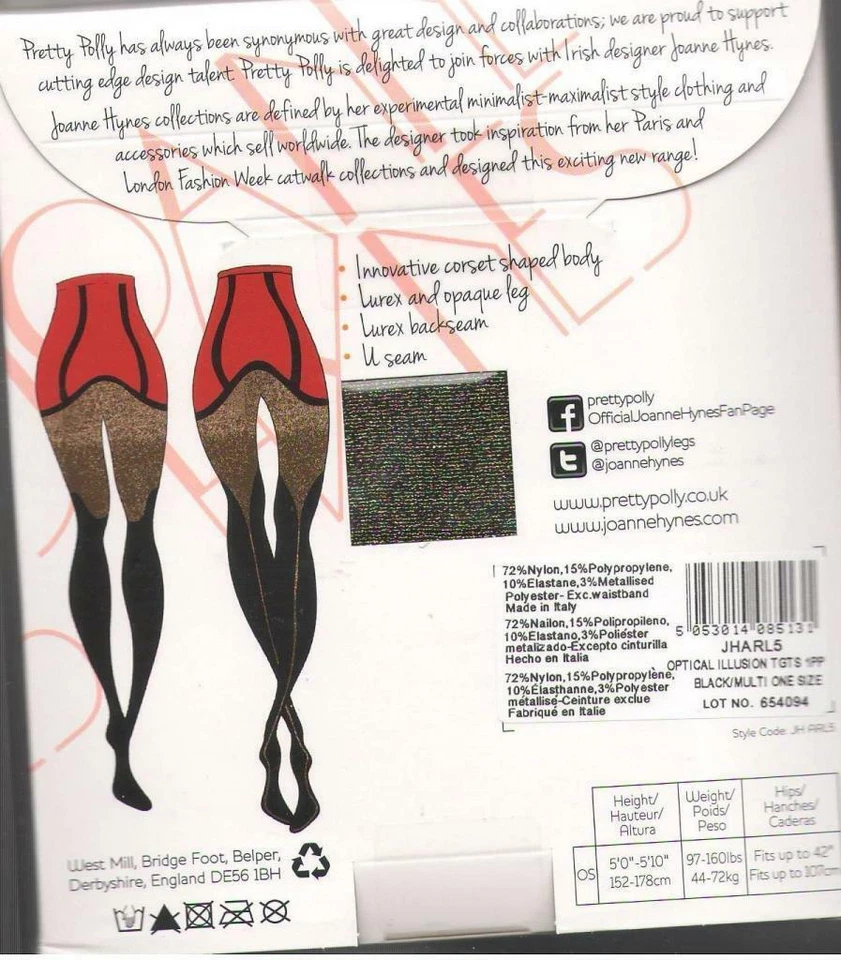 Pretty Polly Joanne Hynes 光学幻觉闪耀紧身衣后缝连裤袜 — 第 2/3 张图片