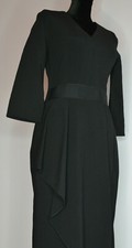 Unbranded S/M Asymmetric Black V Neck Dress Waist Sash Tiered Faux Partial Wrap