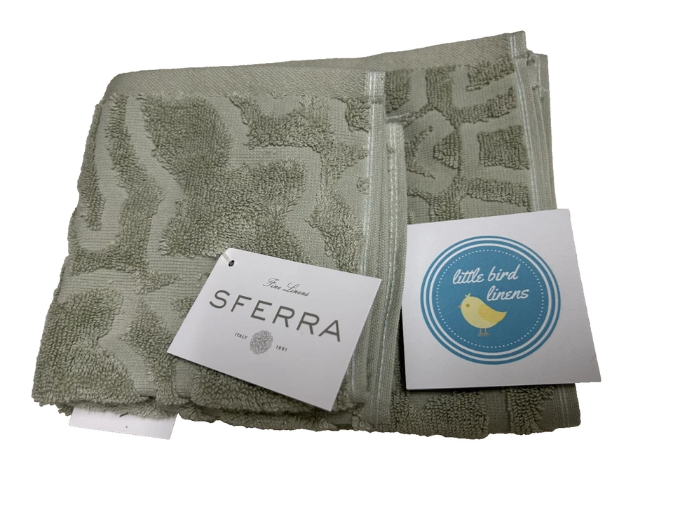 3 шт полотенца Sferra Moresco Celadon зеленые полотенце для одной руки и 2 салфетки для стирки новые - Изображение 2 из 4