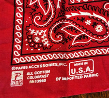 red paisley bandana Paris accessories all Cotton Made USA colorfast kerchief