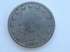 1910 Liberty Head  V  Nickel Coin 5 Cents United States of America