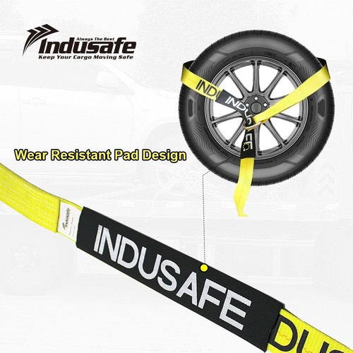 Axle Straps with Flat Hook Car Trailer Hauler Ratchet Tie Down Strap BS 10000lbs - Picture 5 of 14