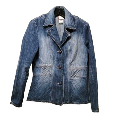 Jill Stuart S Vintage Womens Denim Jacket 90s 2K Flare Denim on Denim