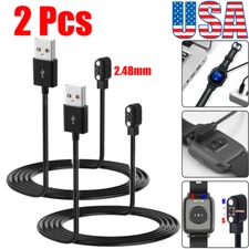 2Pcs 2-Pin USB Data Charging Cable Magnetic Fast Charger For Smart Watch 2.84mm
